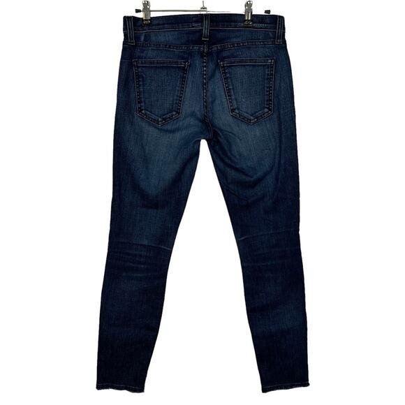 Current Elliot Jeans Wallace Released Frayed Hem Skinny Low Rise Dark Size 26 - Picture 3 of 7